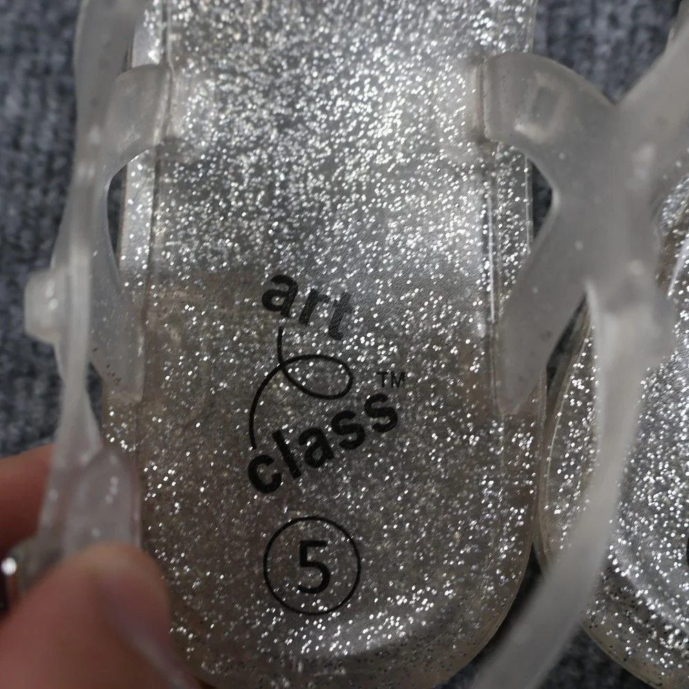 Art‎ Class Sandals Girls Size 5 Clear Silver Glitter Jelly Larkin Gladiator